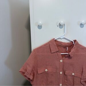 Free People Pink Button Up Mini Dress